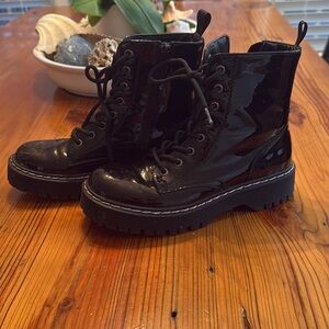 Sincerely Jules Black Patent Leather Women's Combat Boots